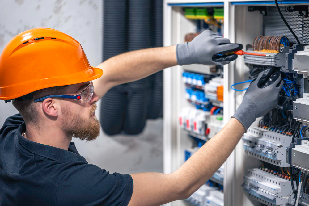 Technicien MP Elec réalisant des travaux de plomberie et d’électricité